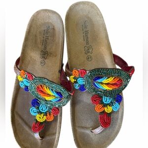 Sole Hamon beaded thong sandals made in Spain Size 41/10*